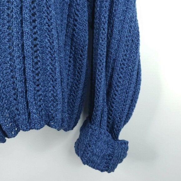 JP Berringer Blue Sweater Crop M Vintage 90s Open Knit Silver Buttons New - Picture 5 of 9
